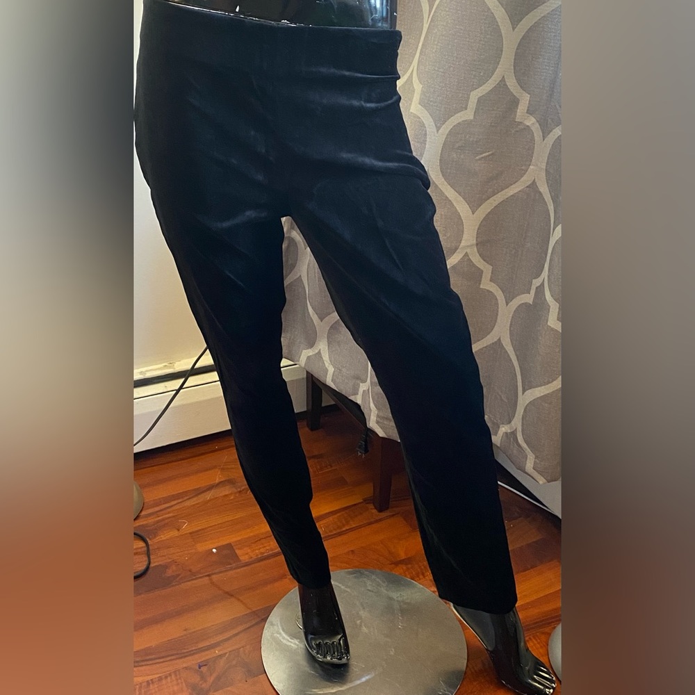 Lauren Ralph Lauren Black Velour Pants Size 6 Casual Slim Leg